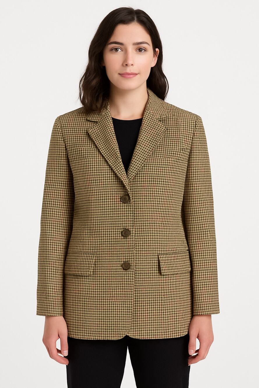 Vintage Saks Fifth Avenue Folio Houndstooth Wool Blazer USA large
